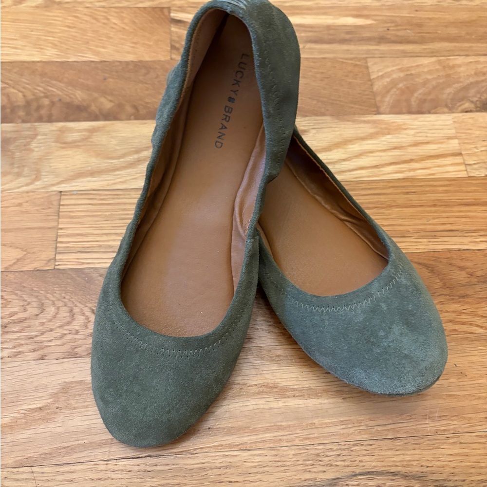 Lucky Brand Women's Green Suede Flats